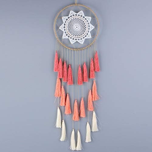 Buvelife Dream Catchers Wall Decor, Tassel Dream Catcher Handmade Wall Decoration (Pink Tassel)