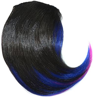 Abwin Blak and Blue and Hot Pink Buckle-style Oblique Bang