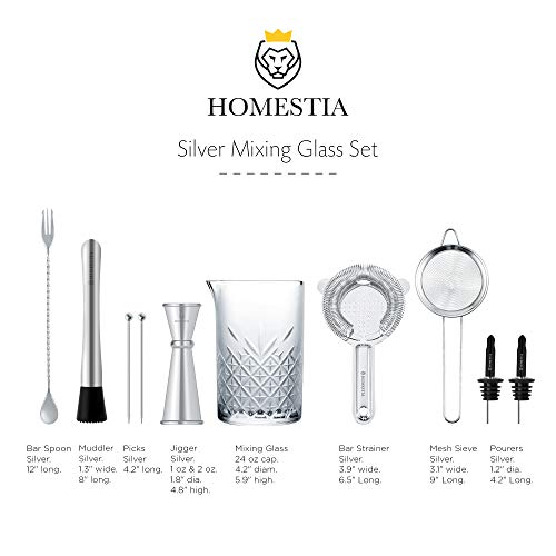 Homestia Cocktail-Rührgläser-Set, bestehend aus 680 ml, Stößel, feinmaschiges Sieb, Kreuzsieb, japanischer Stil… – Bild 3