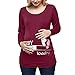 Maternity Baby is Loading Top T-Shirt,Crytech Pregnancy Comfy Soft Funny Cartoon 3/4 Long Sleeve Crew Neck Side Ruched T Shirt for Pregnant Women Winter Fall Cotton Clothes (Small, Wine)thumb 2