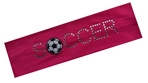 SOCCER BALL Rhinestone Cotton Stretch Headband ~ Funny Girl Designs (Hot Pink)