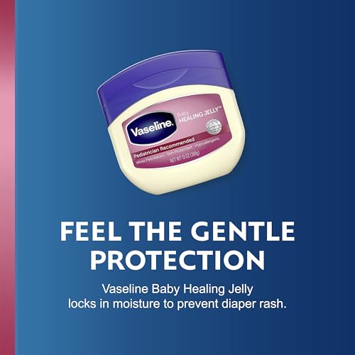 Vaseline Healing Jelly Baby, 2-Pack – Hypoallergenic Moisturizer for Baby Care, Diaper Rash, Sensitive and Dry Skin, Baby Powder Scent, 13 Oz Ea