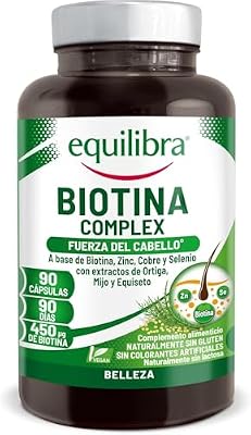 , Biotina Complex, Bienestar del Cabello y las Uñas, Dosis Elevada de Biotina, Zinc, Cobre, Selenio, Extractos de Ortiga, Mijo y Equiseto, 90 Cápsulas