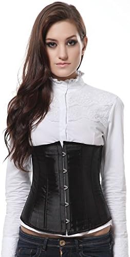 Ivy Shi Women's Underbust Satin Lace Up Waist Cincher Corset Shaper Top