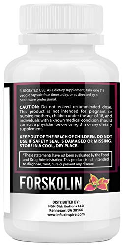 Forskolin Extract - 500mg - Promotes Weight Loss for Men and Women - Diet Pills - Burn Body Fat - Appetite Suppressant, Carb Blocker and Metabolism Booster - 60 Veggie Capsules