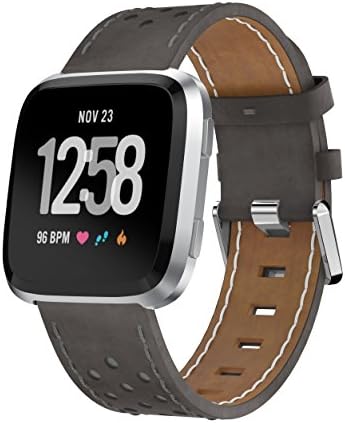 KisFace for Fitbit Versa Replacement Leather Bands, Fitbit Accessories Wristbands Flower Print Series Strap for Fitbit Versa