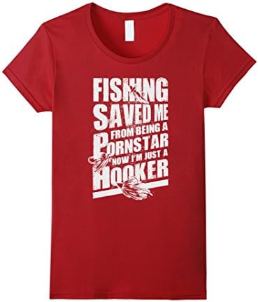 Womens Fishing Save Me From Being Pornstar Shirt - Fishing T-shirt XL Cranberry