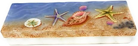 Kubla Craft Seashells on Beach Capiz Shell Keepsake Box, 9 Inches X 3 Inches