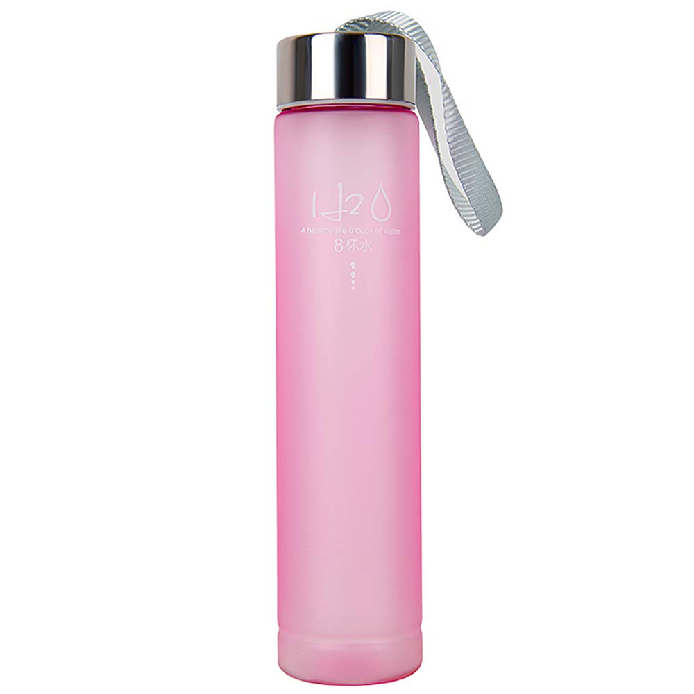 Sports Water Bottle BPA Free Plastic Wide Mouth Slim Frosted Cup with Leak-proof Lid for Running Gym Yoga Outdoors 280ml
