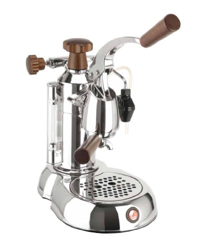 La Pavoni PSW-16 Stradavari 16-Cup Espresso Machine, Chrome with Wood Handles