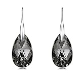 Black Crystal Earrings For Women, Ladies Friends Sterling Silver Hypoallergenic Drop Earring Jewelry