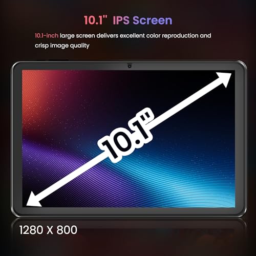 Paaxoo Tablette Android, 18 Go (6 + 12) de RAM, 128 Go de ROM, écran Tactile IPS HD 1280 x 800, Batterie de 6 000 mAh, Bluetooth, Double Caméra, GMS, Wi-FI (Grise)