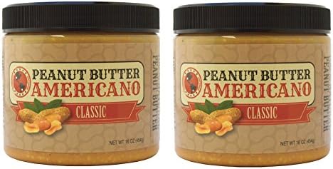 PB Americano Gourmet Crunchy Peanut Butter – Healthy, All-Natural, Low Net Carb, Vegan, Non-GMO &amp; Sugar Free, 16 Oz (Pack of 2)