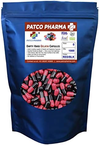 Patco Pharmaceuticals Empty Gelatin Capsule (Red/Black)-1000 Pieces
