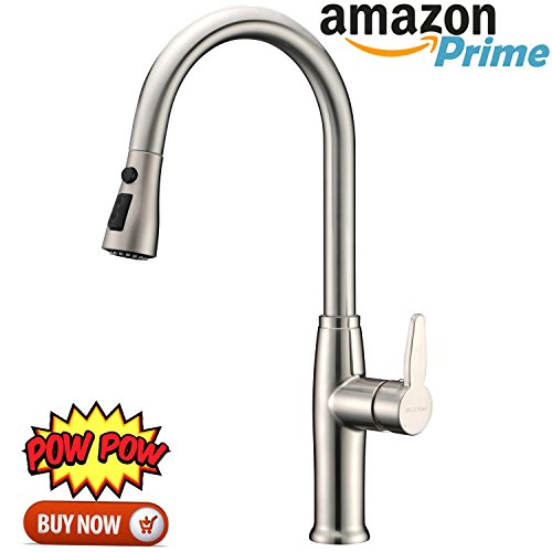 New Kitchen Faucet Brushed Nickel with Pull Out Sprayer Delle Rosa Single High Handle Located Pre-rinse Kitchen Sink Faucet - Thumbnail 2