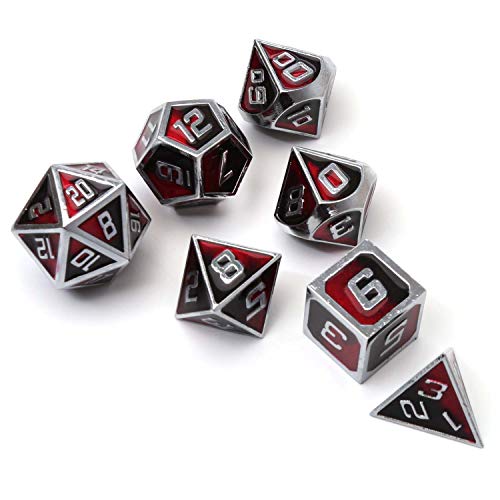 REDSUN D&D Metal Dice,RPG Dice Set,Polyhedral Solid Enamel Zinc Alloy ,New Font,for Role Playing Game Dungeons and Dragons (Dark God)