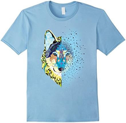 Mens Geometric Wolf T-Shirt Tee Squared / Abstract / Color Large Baby Blue