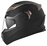 Motorcycle Full Face Helmet DOT Approved - YEMA YM-829 Motorbike Moped Street Bike Racing Crash Helmet with Sun Visor for Adult, Men and Women - Matte Black,XL