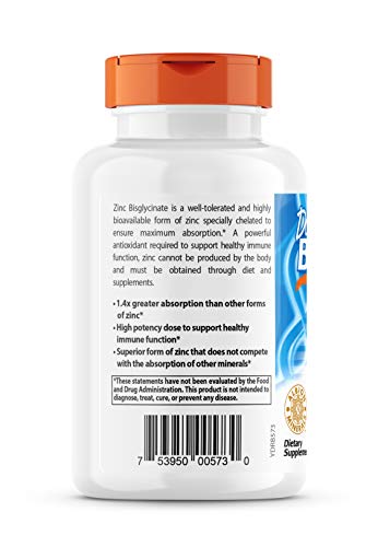 Doctor's Best High Absorption Zinc Bisglycinate 50mg High Potency Supporting Enhancing Immune System Antioxidant VC, 90… - Image 3