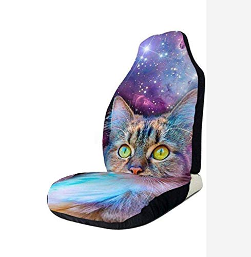 2 Front 3D Auto Seat Cover Full Accessories for Auto Fit More Cars Truck Suv Cool Automoive 100% Breathable (Sky Blue Cat)