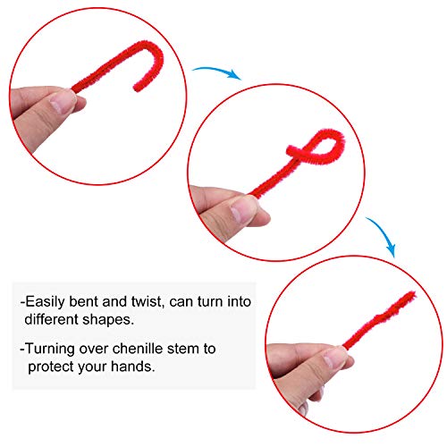 Livder 400 Pieces Christmas Pipe Cleaners Chenille Stems for DIY Art Crafts Decorations Supplies, Red Green White - Thumbnail 3