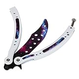Andux Land Stainless Steel Flip Player Practice with Holes Curved Collection CS/HDD14 (White Purple Prince) (Galaxy-White)