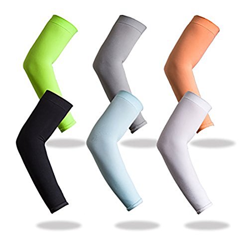 YISEVEN Sports Compression Arm Sleeves for Basketball Golf Accessories Football Baseball Cycling Tattoo â€“ Men & Women White (1 Pair)