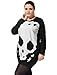 uxcell Lady Plus Size Skull Embellished Autumn Knitted Tee Shirt Black 3X
