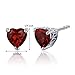 Peora Garnet Heart Stud Earrings 925 Sterling Silver, Solitaire Scroll Gallery, Natural Gemstone, 2 Carats Total 6mm, Friction Backs, Red Garnet Earrings, January Birthstone Earrings