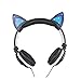 Wired Cat Ear Headphones with Blue LED Lights Volume Limited to 103 Db for Kids