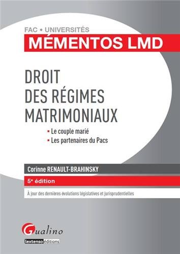 Mementos lmd droit des regimes matrimoniaux, 5eme edition by (Paperback)