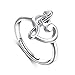 SILVER MOUNTAIN (Resizable Ring) 925 Sterling Silver Treble Clef Bass Heart Music Note Ring For Women (Rhodium Plated Sterling Silver)