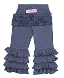 RuffleButts® Infant / Toddler Girls Faux Blue Denim Fancy Flare Pants
