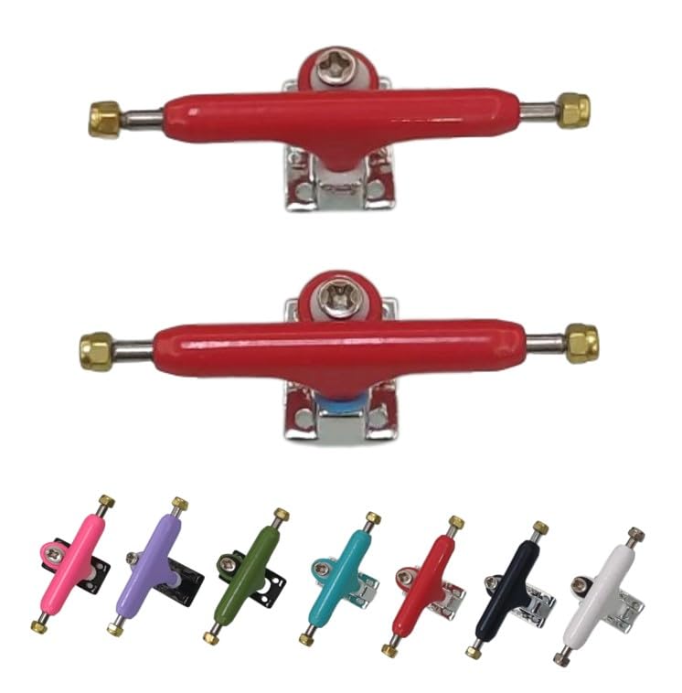 LEEFAI Pro Fingerboard Trucks 34mm G3 with Color Hanger Professional Mini Finger Skateboard Inverted Kingpin Harder Bushing Pivot Cups (Red)