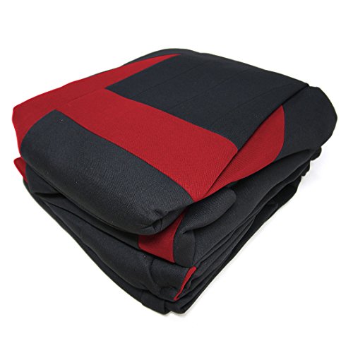 Copap 8pcs Car Seat Covers Black & Red Universal Fit for Trucks, SUVS & Vans w/Storage Bag Airbag Compatible Detachable Headrest (Black & Red)