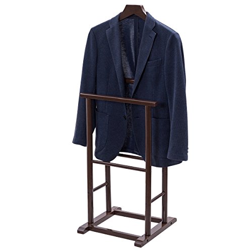 Valet Stand Coat Rack Executive Clothes Suit Hanger Brown
