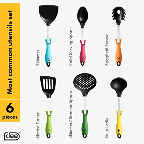 Klee 6-Piece Colorful Nylon Kitchen Utensil Set with Stand