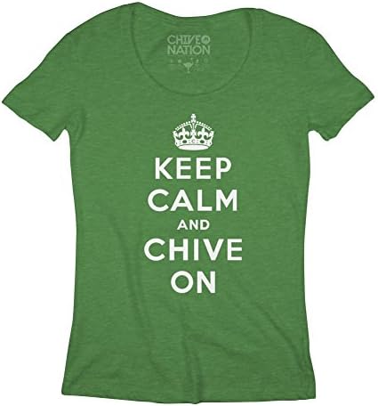 CHIVE TEES Womens Official Keep Calm and Chive On T-Shirt Small Kelly Green