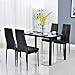 Bonnlo 5 Pieces Dining Set Black Dining Table and Chairs Set for 4 Persons,Kitchen Room Glass Table with 4 Chairs,Matte Black