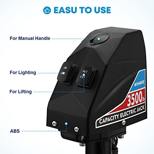 Kohree Electric Trailer Jack 3700lbs, Heavy Duty RV Electric Power