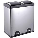 Step N' Sort 16-Gallon 2-Compartment Stainless Steel Trash and Recycling Bin. Hands Free Step Pedals Are an Ideal Home or Office Storage Solution. Use the Removable Inner Bins to Sort Garbage, Recyclables, Laundry Detergent or Dog Food.