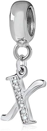 Letter X Charm Sterling Silver 925 Initial A-z Alphabet Beads Name Charm for Bracelet Charms