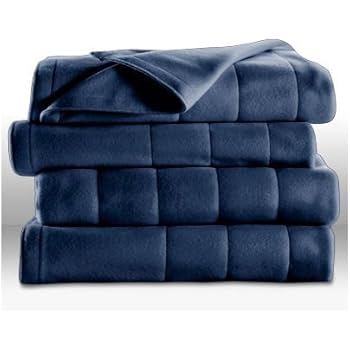 Sunbeam Heated Electric Blanket Quilted Fleece Royal Dreams Newport Blue King