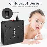 POWSAF Power Strip 4 AC Outlets 4 USB Ports 2M Extension Cord Black view 3