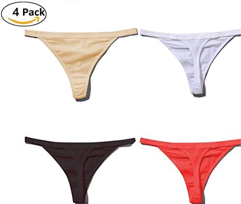 Common Women Sexxy Cotton Invisible Underwear Low Rise Breathable Thongs Panties 4 Pack(S)