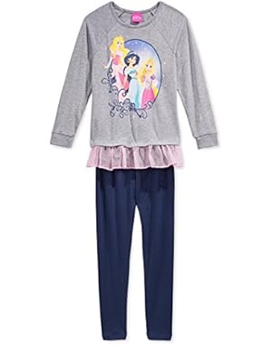 Little Girls 2-Piece Princess Sparkle Hem Top & Leggings Set Grey
