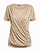 Zeagoo Women's Scoop Neck Long Sleeve Pleated Front Fitted Blouse,XX-Large,Beige