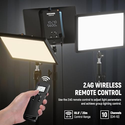NEEWER GL25B 12.9" Streaming Key Light, 2.4G RT100 Remote & PC/Mac APP Control 25W 2300Lux/0.5m 2900K–7000K CRI98+ Dimmable Edge Emitting Silent Webcam Video Light with Desk Stand & USB Transmitter