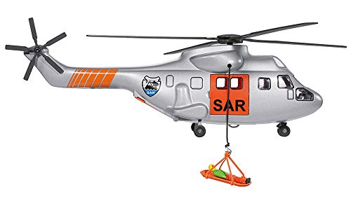 Siku 2527, SAR Transporthubschrauber, 1:50, Metall/Kunststoff, Inkl. Trage und zu rettende Spielzeugfigur, Automatisch einziehbare Seilwinde, Mehrfarbig – Bild 5