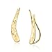 Ear Climber Crawler Cuff Earrings - 925 Sterling Silver Plated with 18K Yellow Gold